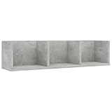 Vopese CD-Wandregal Betongrau 75x18x18 cm Holzwerkstoff Schallplattenschrank, Medienaufbewahrung...