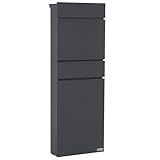 Zelsius Briefkasten mit Zeitungsfach | Postbox in Anthrazit (RAL7016) | Standbriefkasten mit 2...