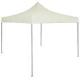 Gecheer Profi-Partyzelt Faltbar 2×2 m Stahl Creme, Festzelt Familienzelt Party-Pavillon für...