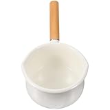ARTSEWPLY Multifunktionaler Emaille Milchtopf 1000ml mit Holzgriff Kleiner Antihaft Kochtopf für...