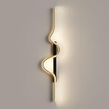 HQHYGM Lineare Wand Schwarz + Gold Wandleuchte in Wave-SART Deco Wandeinbauleuchte Metall...