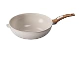 Cooksmart Signature Wok-Pfanne, 30 cm, elfenbeinfarben, Aluminiumguss, Keramik, antihaftbeschichtet,...