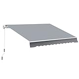 Outsunny manuelle Gelenkarmmarkise Markise 4m mit Handkurbel Balkonmarkise Sonnenschutz Wandmontage...