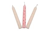 goki 60697 - Geburtstagskerzen 10 Stück rosa und weiß gepunktet, Wachskerzen, 10cm, Deko für...