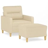 KTHLBRH Sessel mit Hocker Creme 60 cm Stoff Wohnzimmersofa Schlafzimmersofa Arbeitszimmersofa...