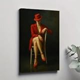 YUSUZHU Rote Frau, Pose auf einem Bambusstuhl, Poster und Drucke im Porträtstil, große...