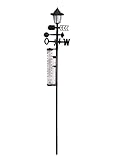 Spetebo Solar Wetterstation 5in1 schwarz - 158 x 24 cm - Gartenleuchte Windrichtungsanzeiger...