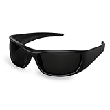 Bloomoak Super Dark Lens Black Polarized Sunglasses | Wrap Around Sport Sunglasses Unsex | UV400...