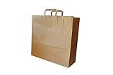 Papiertragetaschen mit Flachhenkel BRAUN groß 46 + 16 x 49 cm (150 Stück)