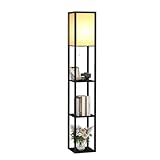 Fullwatt Stehlampe mit Holzregal Innenbeleuchtung Holz Stehleuchte mit Regalen für Schlafzimmer und...