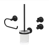 Lenz Bad-Accessoire-Set Nero in Schwarz-matt – Toilettenpapierhalter, WC-Bürstengarnitur und Zwei...