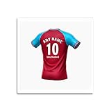 UNIGIFT Glasuntersetzer Witton Football Fan Weiß quadratisch (weinrot und blaues Jersey-Design),...