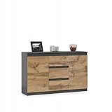 VBChome Kommode – Moderner Mehrzweckschrank mit 3 Schubladen und 2 Türen, 120 x 35 x 75 cm,...