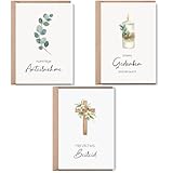 3 x Beileidskarten mit Umschlag | Set Trauerkarte für Beerdigung | Premium Karten Anteilnahme |...