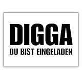 celebr8te 12x lässige Geburtstagseinladungen - DIGGA DU BIST EINGELADEN - Einladungskarten für...