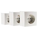 Zenitech, Schuko-Steckdose 16 A, weiß, 3er-Pack, kompatibel mit Standard-Formteilen, abnehmbarer...
