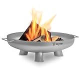 BBQ-Toro Edelstahl Feuerschale Ø 60 cm | Silber | Outdoor Feuerstelle mit DREI Standbeinen und Zwei...