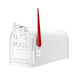 Wiltec US Mailbox weiß 150 x 513 x 223 mm, amerikanischer Briefkasten mit Fahne, Wandbriefkasten...