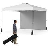 GOPLUS Pavillon 3 x 3 m, Gartenpavillon mit Seitenwand & 4 Sandsäcke, UV Schutz 50+, Pop up...
