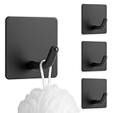 Klebehaken Schwarz Matt 4 Stück - Wasserdicht Haken selbstklebend Wandhaken max. 5kg, Mondoshop...