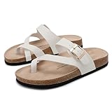 Pantoletten Damen Zehentrenner Kork FußBett Sandalen Verstellbarer Bequeme Hausschuhe Elegante...
