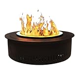 Flammeneffekt, Wasserdampf, elektrischer Kamin, rund, eingebaut mit Fernbedienung, doppelte Schicht...
