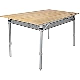 Werkfox Bambus Klappbarer Camping Tisch; Höhenverstellbarer Klapptisch für Garten; Outdoor...