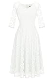 Dressystar Damen Abendkleider Elegant für Hochzeit Cocktailkleid Lang Ärmel Standesamtkleid Weiß...