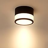 Temgin Deckenleuchte Aufputz Schwarz Matt LED 12W Deckenspots Aluminium 230V Ø10cm Aufbauleuchte...