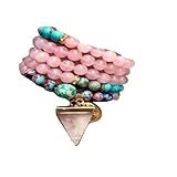 Neues 2025 Unisex Liebe und Mitgefühl 108 Mala -Armband, Rosequarzkaiser Jasper Mala, Yoga...