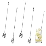 4 Stück Barlöffel 30cm, Langer Stiel Cocktail Löffel aus Edelstahl, Professioneller...