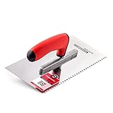 COMENSAL Zahnkelle 4 mm - Profi Edelstahl Glättekelle - Zahnspachtel zum Verlegen von Fliesen -...