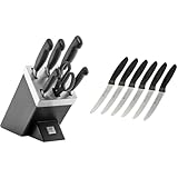 ZWILLING Vier Sterne Selbstschärfender Messerblock, 7-teilig & Twin Grip Messer-Set, 6-teilig,...