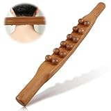 WIYETY Faszienstab Holz Massageroller, Gua Sha Massage Holz mit 12 Perlen, Massageroller mit Griff,...