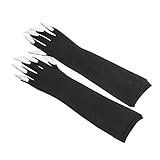 1 Paar lange Krallen-schwarze Halloween-Handschuhe, lustige Handschuhe, lange Nägel, Dress Up...