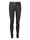 VERO MODA Damen Jeans Stretchhose Seven Smooth Lederoptik Slim 10138972 Black Coated XL/30