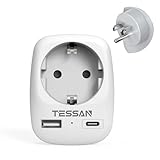 TESSAN USA Adapter Steckdose, 3 in 1 Reiseadapter USA mit USB C und USB A, Adapter Deutschland...