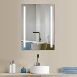 HOKO LED Badspiegel 50x70 cm Lindau. Design Badezimmerspiegel mit Beleuchtung und mit Touch Schalter...