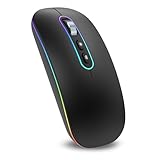 cimetech Bluetooth Maus kabellos (Bluetooth 5.1 + USB 2,4 GHz) LED Dual Mode- Wiederaufladbare...