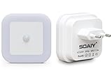 SOAIY 2er-Set LED Nachtlicht mit Bewegungsmelder energiesparend Steckdosenlicht PIR Sensorleuchte...