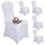 HOMURY Stuhlhussen Weiß 5er Set Bankettstuhl Dekoration Universal Stretch Spandex Stuhlhussen für...