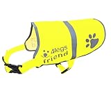 Yellow Dog Safety Reflective Lightweight Vest with Leash Hole 5 Sizes - Snap Lock Buckle Straps,...