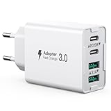 USB C Ladegerät 40W,4 Ports Mehrfach Ladegerät mit USB-C und USB-A,USBC Schnellladeblock Dual Port...