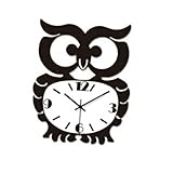 Cabilock Retro Wanduhr Eule Design Analog Uhr Sweep Uhrwerk Wohnzimmer Schlafzimmer Büro...