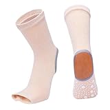 F Fityle 5 X Yoga Socken für Damen, Ohne Zehen, Rutschfeste Gummi Ferse, Barre Tanz Socken, Beige,...