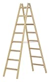 Hymer 7141016 Holz-Sprossenstehleiter, 2x8 Sprossen