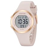 GOLDEN HOUR Digital Uhr Damen 5ATM Wasserdichte Sport Chronograph mit Silikonarmband - Sportlich...