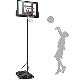 COSTWAY Basketballkorb mit Ständer Outdoor, Basketballständer 180-305 cm höhenverstellbar mit 2...
