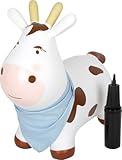 small Foot Hüpftier Kuh, aufblasbares Hüpfspielzeug mit Halstuch und Luftpumpe, für drinnen und...