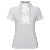 EQUESTRIAN QUEEN Emery 24SS Turniershirt Damen – Kurzarm Reitshirt Weiß mit Spitze –...
